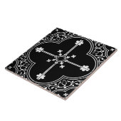 Schwarzes gotisches Kleeblattkreuz Vintage Antik Fliese (Seite)