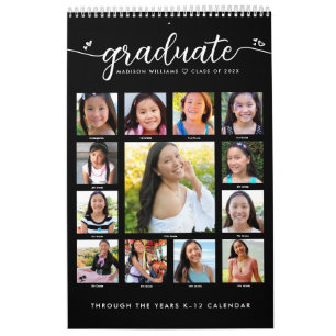 Schwarzes Graduate K-12 Script FotoCollage 15 Mona Kalender
