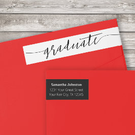 Schwarzes Graduiertenskript Modernes Wrap um Label