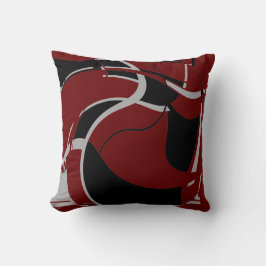 Schwarzes Grau auf Burgundy Swirling MCM Look Art Kissen