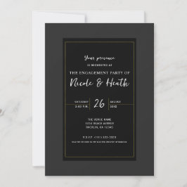 Schwarzes Grau Gold Modernes Highlights Elegante V Einladung