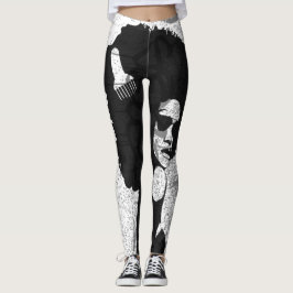 Schwarzes, Grau und Graffiti Afro Leggings