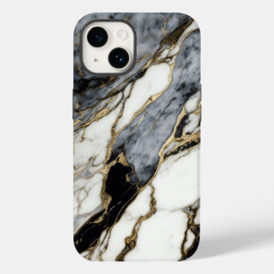 Schwarzes Graues Gold Marmor Wirbel Abstrakt Trend Case-Mate iPhone 14 Hülle