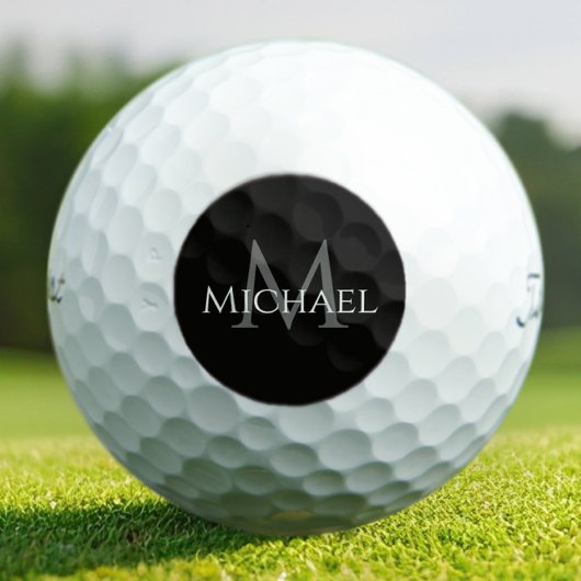 Schwarzes graues individuelles Monogramm Name Anfa Golfball