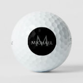 Schwarzes graues individuelles Monogramm Name Anfa Golfball (Vorderseite)