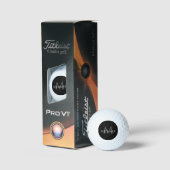 Schwarzes graues individuelles Monogramm Name Anfa Golfball (Verpackung)