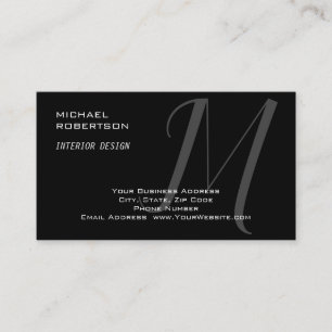 Schwarzes Graues Monogramm Inneneinrichter Modern Visitenkarte