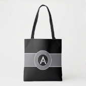Schwarzes graues Monogramm personalisiert Tasche (Vorderseite)