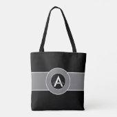 Schwarzes graues Monogramm personalisiert Tasche (Rückseite)