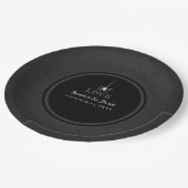 Schwarzes graues u. weißes Halloween-Spinne LIEBE Pappteller (Schrägansicht)