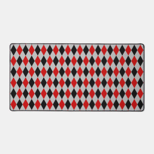 Schwarzes graues und rotes Diamantmuster Schreibtischunterlage