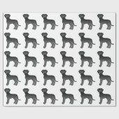 Schwarzes Great Dane Niedlich Cartoon Dog Muster Geschenkpapier (Flach)