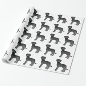 Schwarzes Great Dane Niedlich Cartoon Dog Muster Geschenkpapier (Ungerollt)