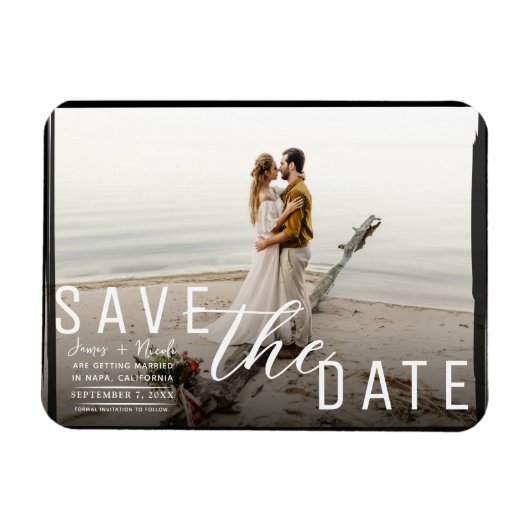 Schwarzes Grenzüberzieher Foto Save the Date Hochz Magnet (Horizontal)