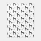Schwarzes Greyhound Dog Muster und Name des Hauses Fleecedecke (Vorderseite)