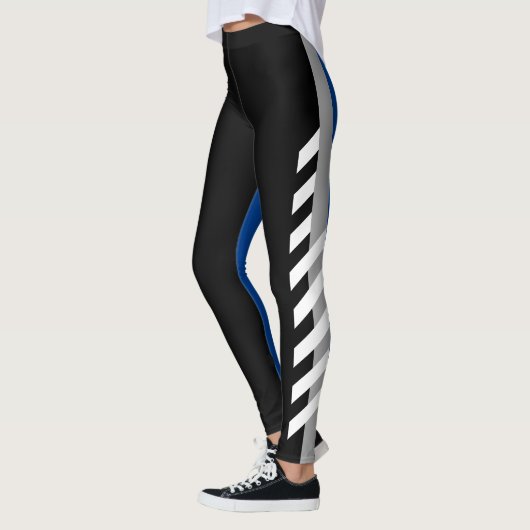 Schwarzes, Grey'n'Blue Streifen-Leggings Leggings (Links)