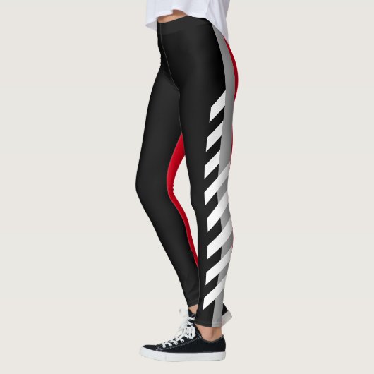 Schwarzes, Grey'n'Red Streifen-Leggings Leggings (Links)
