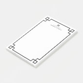 Schwarzes griechisches Schlüsselgrenzmonogramm Post-it Klebezettel (angewinkelt)