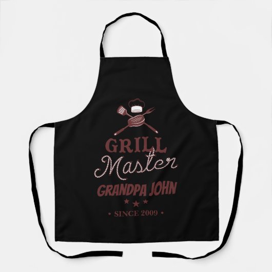Schwarzes Grill Master Opa Personalisiert Schürze (Vorderseite)