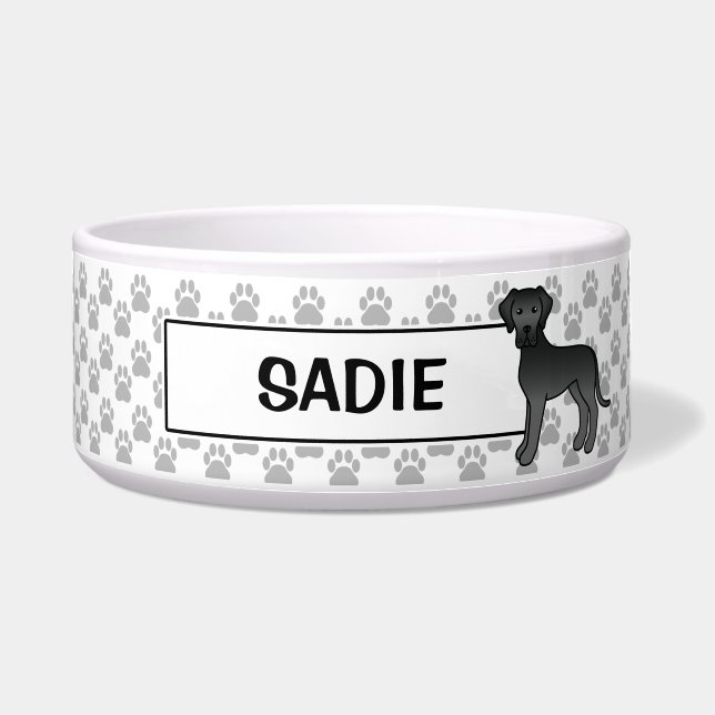 Schwarzes, großartiges Design für den Dog mit dem  Napf (Vorderseite)