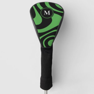 Schwarzes grünes abstraktes Design mit individuell Golf Headcover