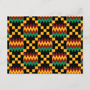 Schwarzes, grünes, rotes und gelbes Kente-Tuch Postkarte