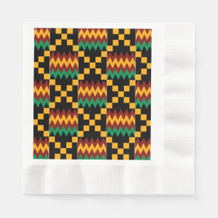 Schwarzes, grünes, rotes und gelbes Kente-Tuch Serviette