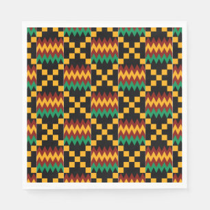 Schwarzes, grünes, rotes und gelbes Kente-Tuch Serviette