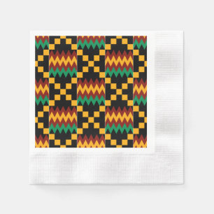 Schwarzes, grünes, rotes und gelbes Kente-Tuch Serviette