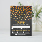 Schwarzes Grunge für Hochzeitsessen im Herbst RSVP Karte (Stehend Vorderseite)