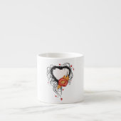 Schwarzes Grunge Herz Sonnenblume Espressotasse (Vorderseite)