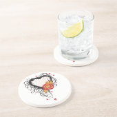 Schwarzes Grunge Herz Sonnenblume Getränkeuntersetzer (Seite)