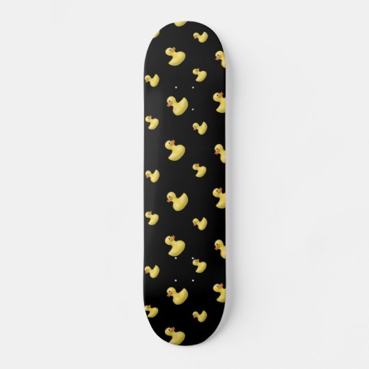 Schwarzes Gummientenmuster Skateboard (Vorderseite)