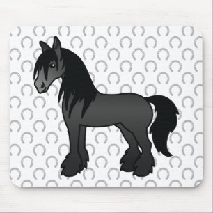 Schwarzes Gypsy Vanner Clydesdale Shire Cartoonpfe Mousepad