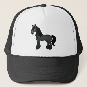 Schwarzes Gypsy Vanner Clydesdale Shire Cartoonpfe Truckerkappe