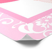 Schwarzes Haar Ballerina & Pink Damask Poster (Ecke)