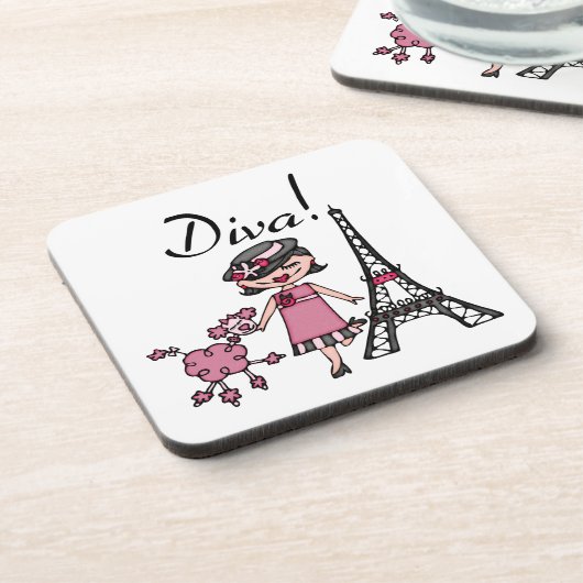 Schwarzes Haar-Diva Getränkeuntersetzer (Linke Seite)