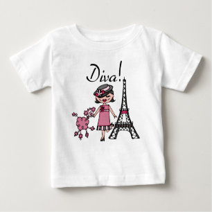 Schwarzes Haar-Diva-Girly Baby T-shirt