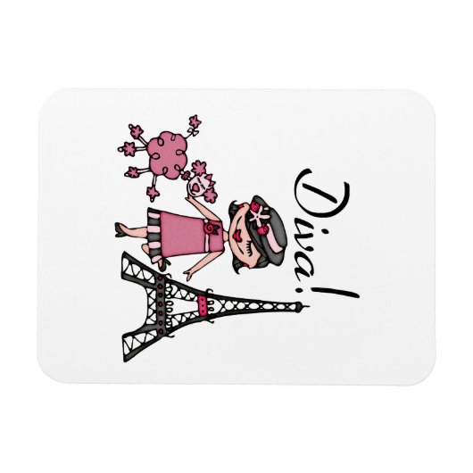 Schwarzes Haar-Diva Magnet (Horizontal)