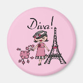 Schwarzes Haar-Diva Magnet (Vorne)