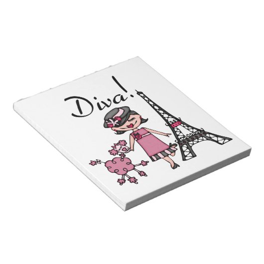 Schwarzes Haar-Diva Notizblock (angewinkelt)