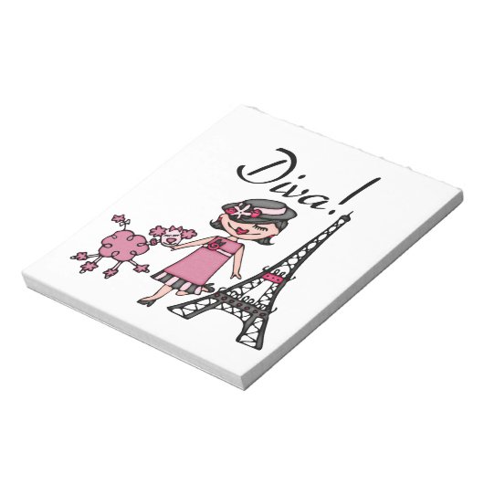 Schwarzes Haar-Diva Notizblock (Rotiert)