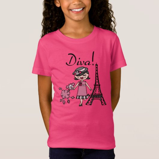 Schwarzes Haar-Diva T-Shirt (Vorderseite)