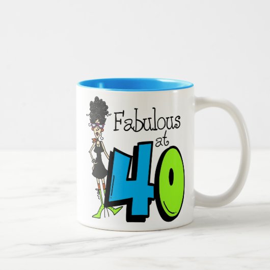 Schwarzes Haar fabelhaft bei Geburtstag 40 Zweifarbige Tasse (Rechts)