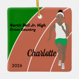 Schwarzes Haar für Track und Field Girl in Grün un Keramikornament