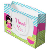 Schwarzes Haar Girl Sleepover Slumber Party Geburt Große Geschenktüte (Rückseite Schrägansicht)