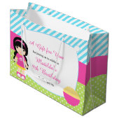 Schwarzes Haar Girl Sleepover Slumber Party Geburt Große Geschenktüte (Vorderseite Schrägansicht)