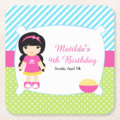 Schwarzes Haar Girl Sleepover Slumber Party Rechteckiger Pappuntersetzer (Vorderseite)