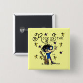 Schwarzes Haar-Jungen-Rockstar Button (Vorne & Hinten)