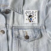 Schwarzes Haar-Jungen-Rockstar Button (Beispiel)